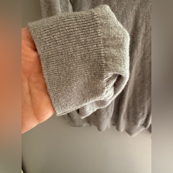 Joesph Abboud Mens 1/4 Zip Sweater SZ LG Grey Cotton Cashmere Textured Diamond - Picture 4 of 9
